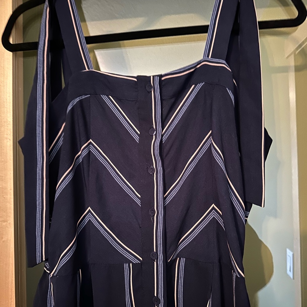 Skies Are Blue Navy Striped Jumpsuit